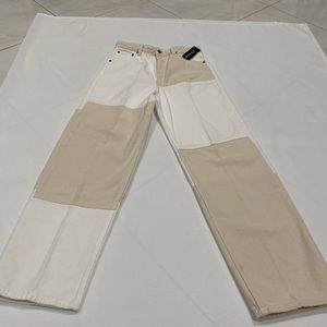 Never worn Motel Rocks White and Ecru patch Parallel Jean